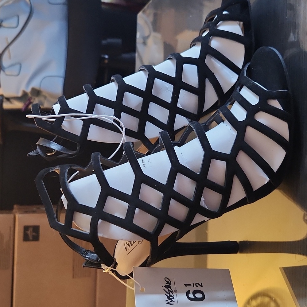 Massimo Caged Black Heels